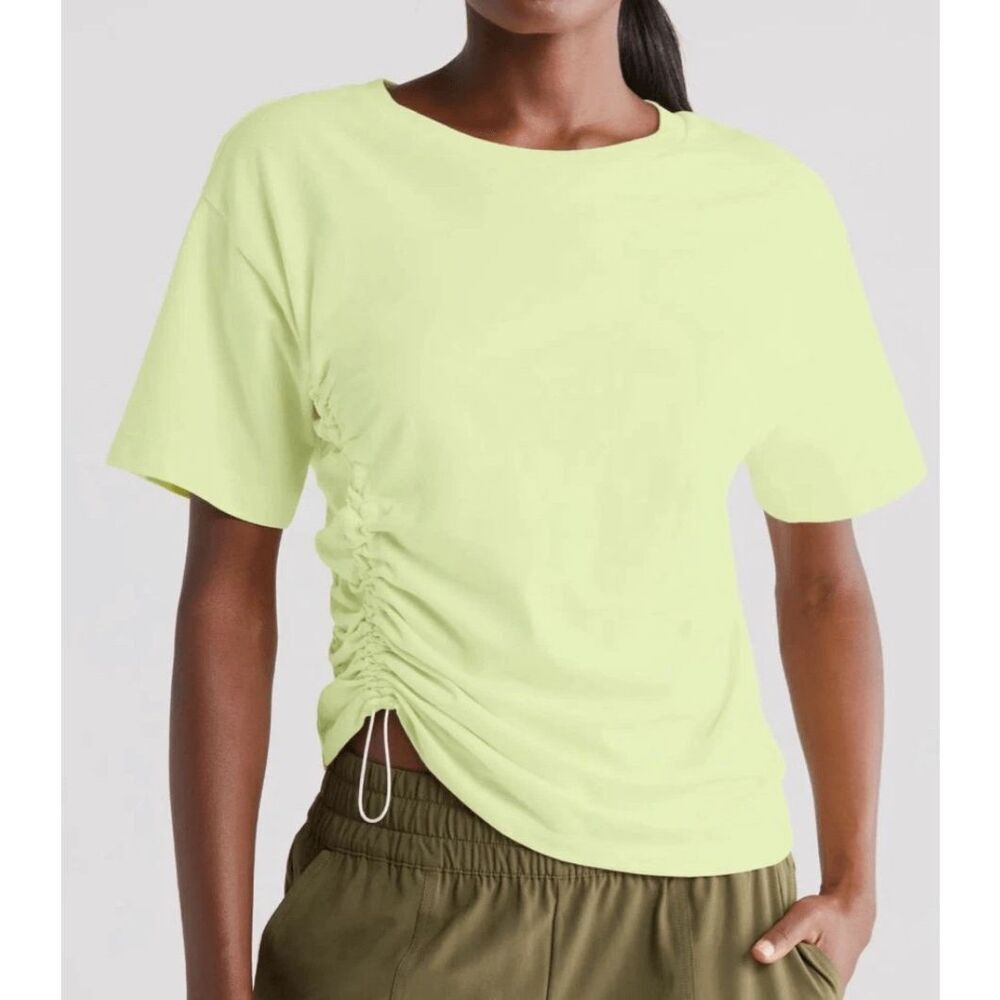 Zella Adjustable Ruched Pima Cotton T-Shirt NEW NWT